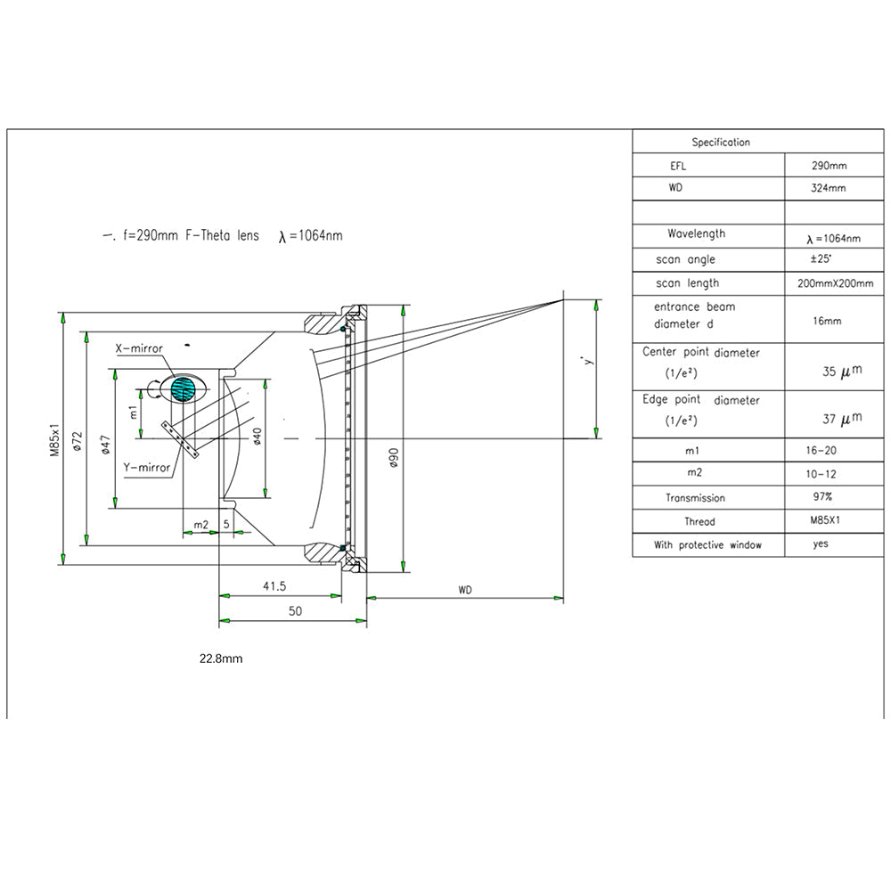 Cloudray Quartz M85 Fiber Laser F-theta Scan Lens For 100W Fiber Laser Engraver