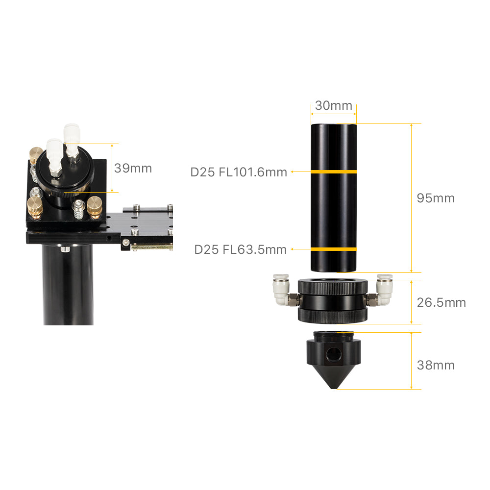 Cloudray G Series CO2 Laser Head Set With Water Cooling Interface