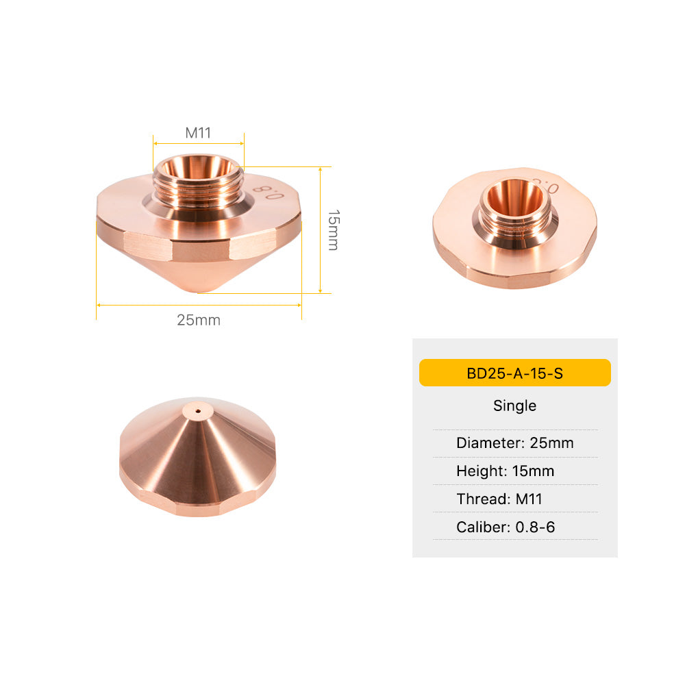 Cloudray BD Series Laser Cutting Nozzles D25 H15 M11