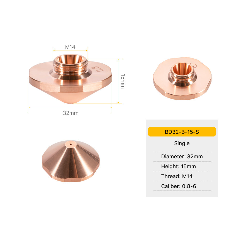 Cloudray BD Series Laser Cutting Nozzles D32 H15 M14