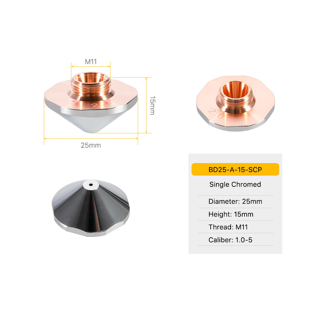 Cloudray BD Series Laser Cutting Nozzles D25 H15 M11