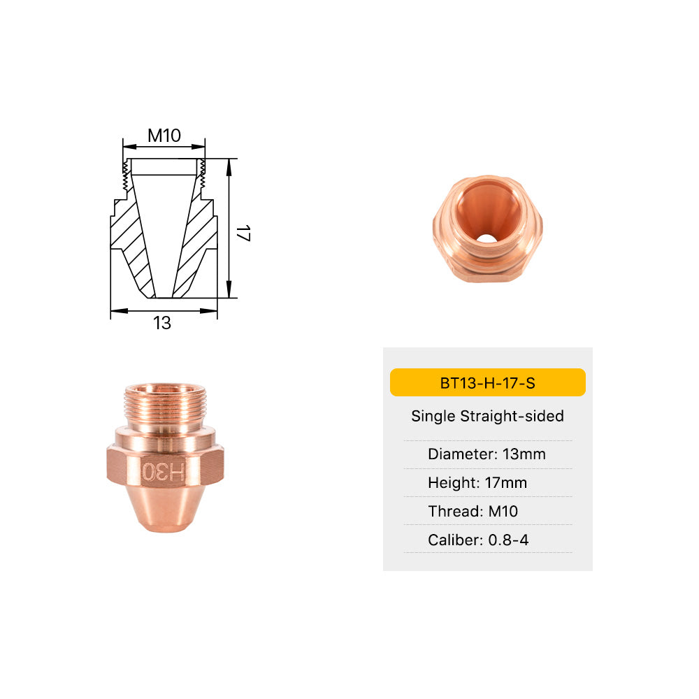 Cloudray BT H Series Laser Cutting Nozzles D13 H17 M10