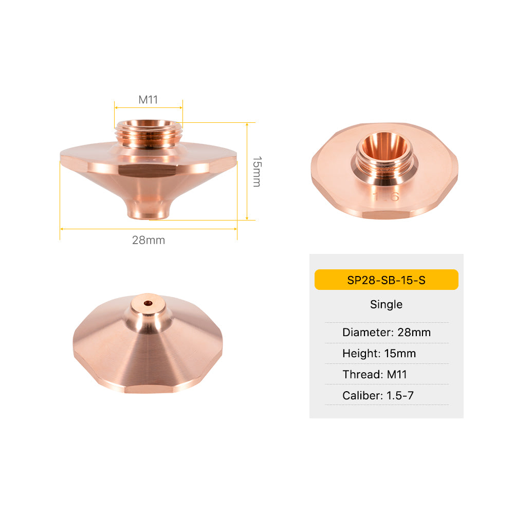 Cloudray SP Series SB SBS Type Laser Nozzles D28 H15 M11