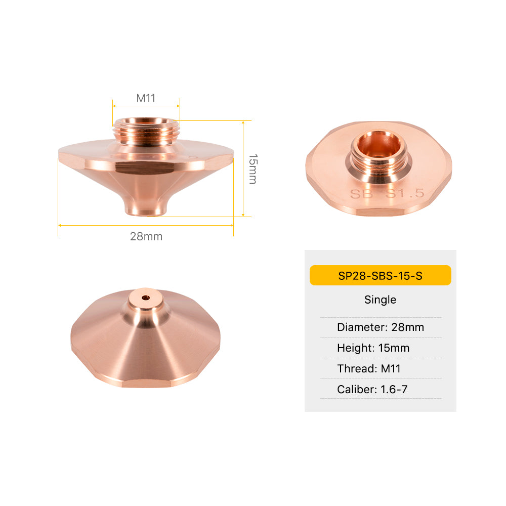 Cloudray SP Series SB SBS Type Laser Nozzles D28 H15 M11