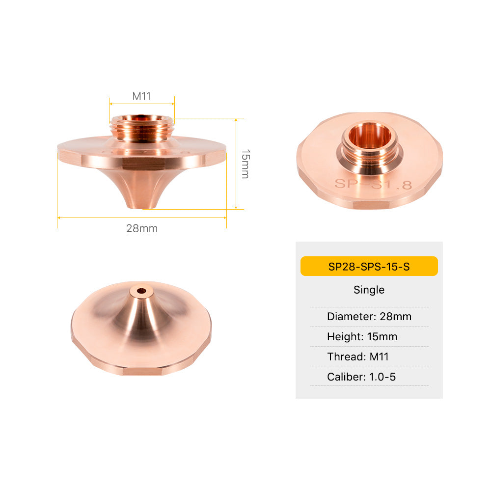 Cloudray SP Series SPS Type Laser Nozzles D28 H15 M11