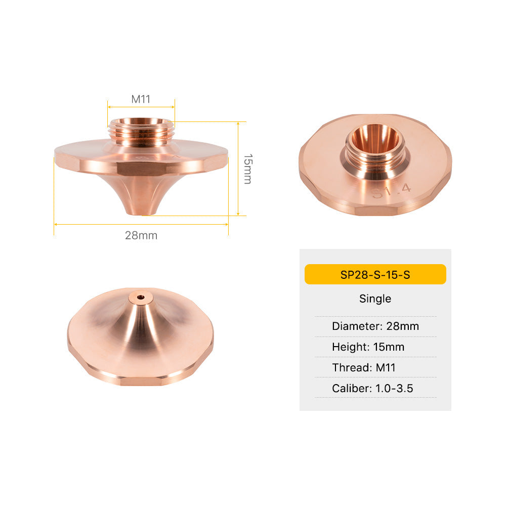 Cloudray SP Series S Type Laser Nozzles D28 H15 M11