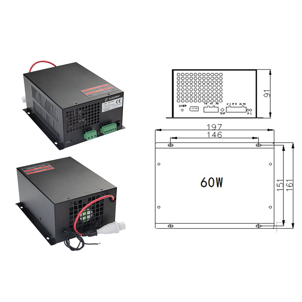 EU Stock Cloudray 60W 220V MYJG CO2 Power Supply