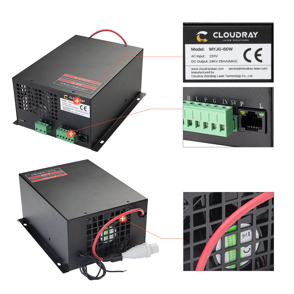 EU Stock Cloudray 60W 220V MYJG CO2 Power Supply