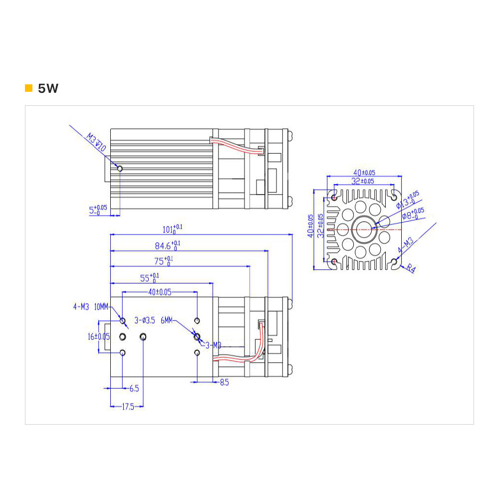 Cloudray 5W 10W 20W 450nm Blue Laser Module for Laser Engraving Laser Cutting