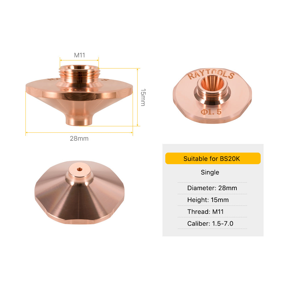 Cloudray C Type Original Raytools Laser Single Layer Nozzle Caliber 1.5-7.0 For BS20K