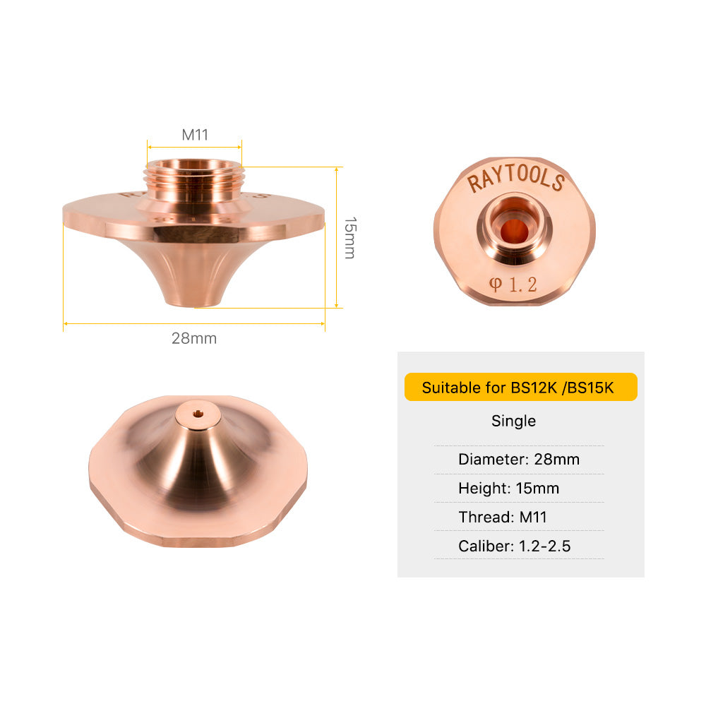 Cloudray A Type Original Raytools Laser Single Layer Nozzle Caliber 1.2-2.5 For BS12K/BS15K