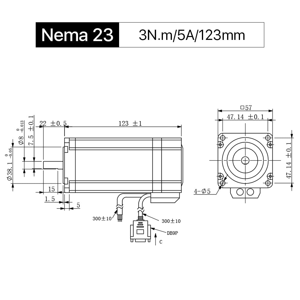 Cloudray 123mm 3N.m 5A 2 Phase Nema23 Closed Loop Stepper Motor