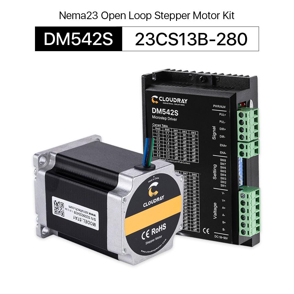 Cloudray 2 Phase Nema23 Open Loop Stepper Motor Driver Kit 23CS13B-280+ DM542S