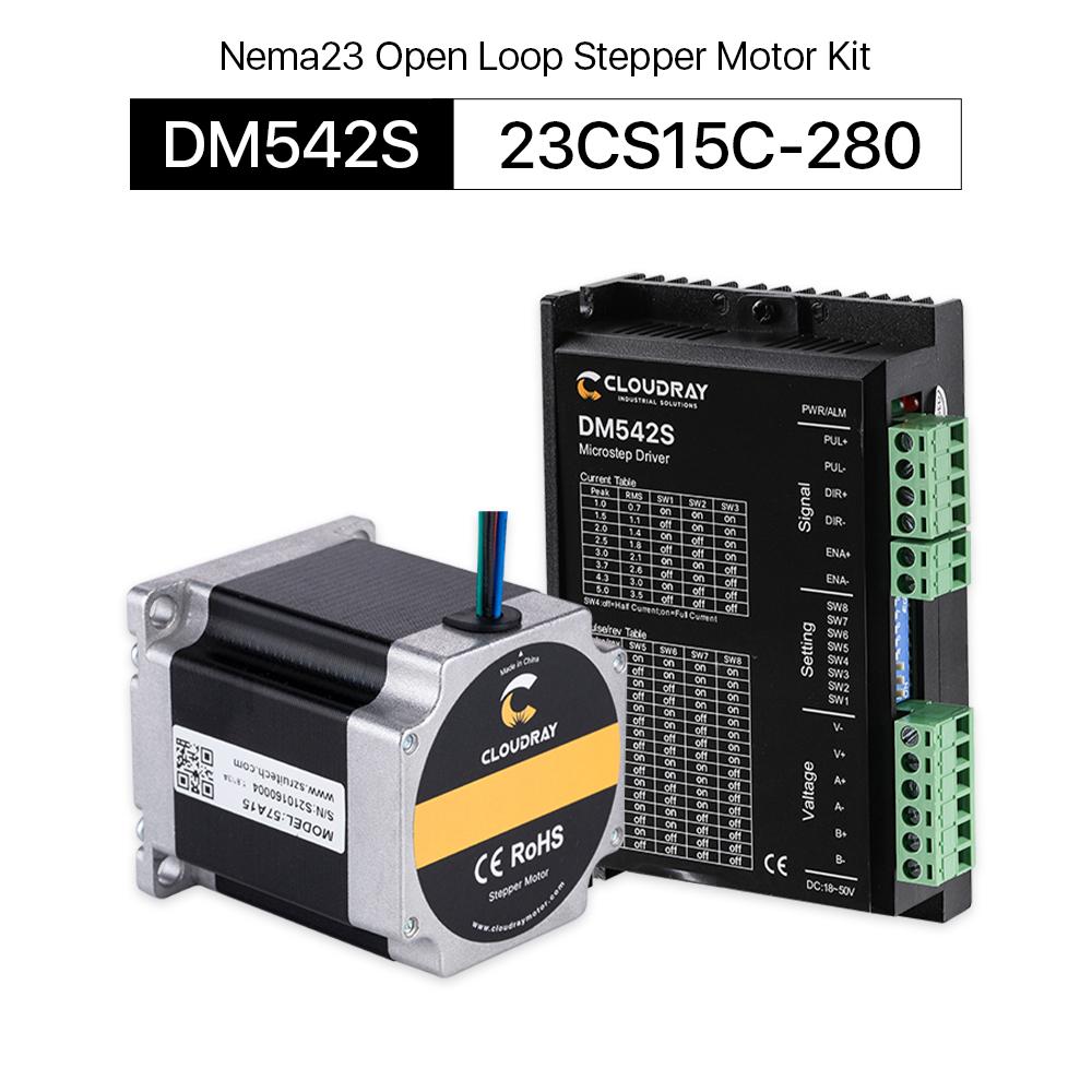 Cloudray 2 Phase Nema23 Open Loop Stepper Motor Driver Kit 23CS15C-280+ DM542S