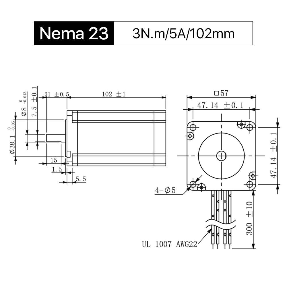 Cloudray 102mm 3N.m 5A 2 Phase Nema23 Open Loop Stepper Motor