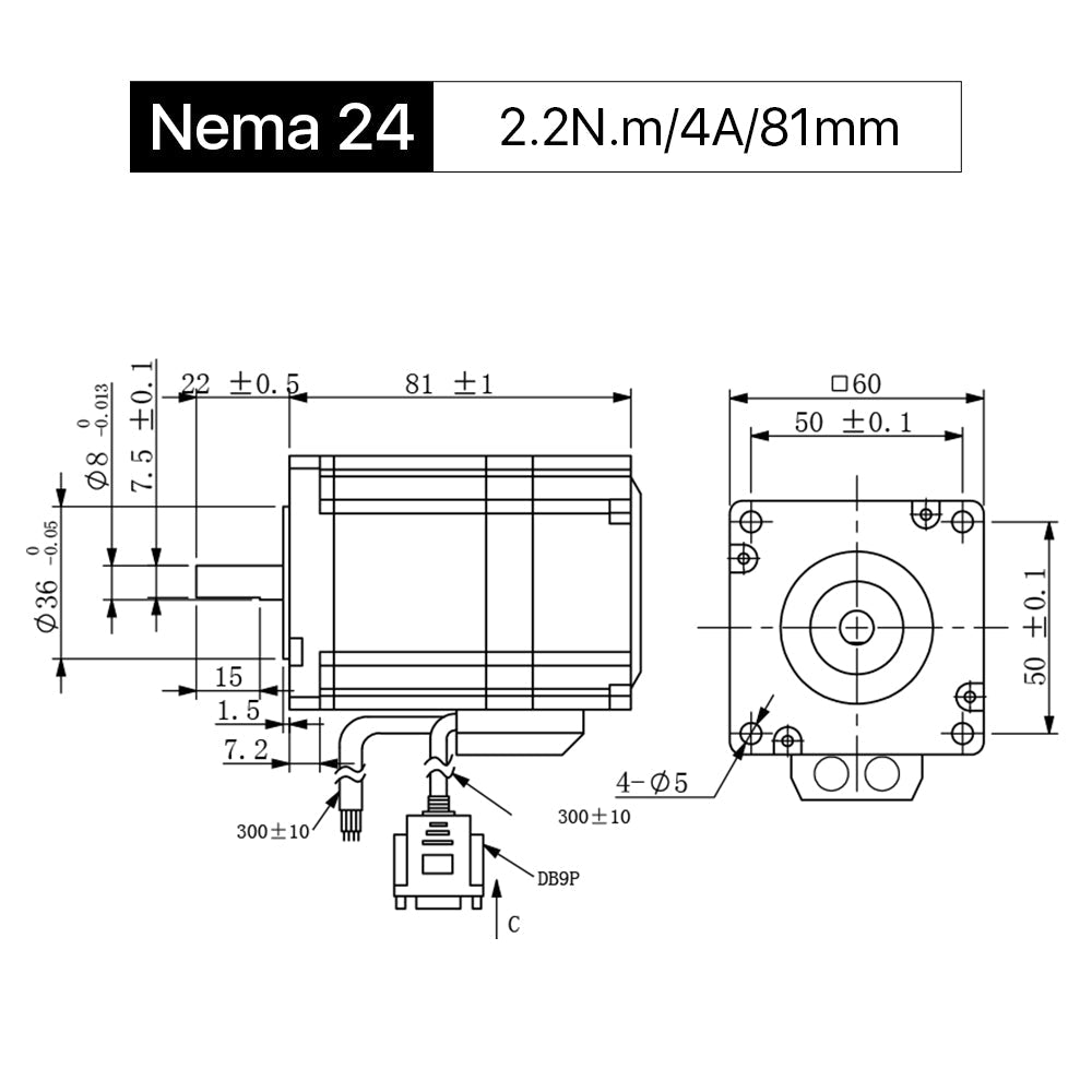 Cloudray 81mm 2.2N.m 4A 2 Phase Nema 24 Closed Loop Stepper Motor