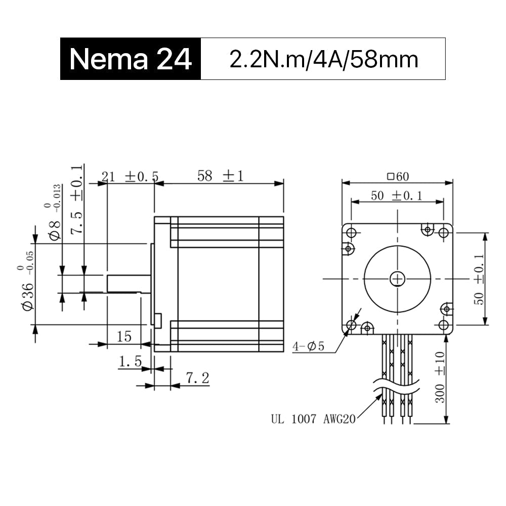 Cloudray 58mm 2.2N.m 4A 2 Phase Nema24 Open Loop Stepper Motor