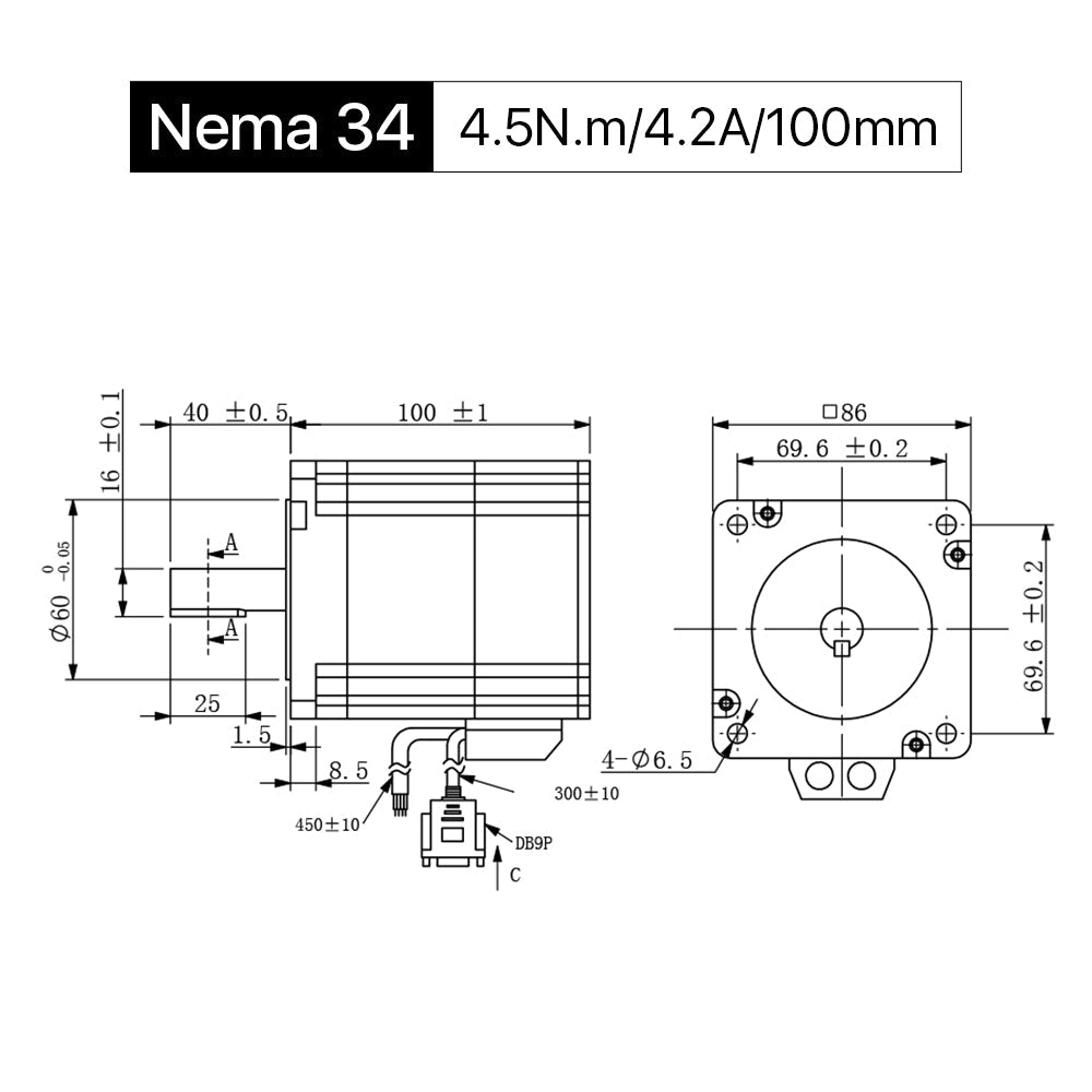 Cloudray 100mm 4.5N.m 4.2A 2 Phase Nema34 Closed Loop Stepper Motor