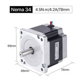 Cloudray 78mm 4.5N.m 4.2A 2 Phase Nema34 Open Loop Stepper Motor With 4 Wires Shaft 12.7mm