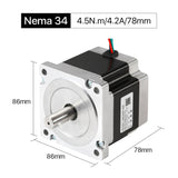 Cloudray 78mm 4.5N.m 4.2A 2 Phase Nema34 Open Loop Stepper Motor With 4 Wires Shaft 14mm