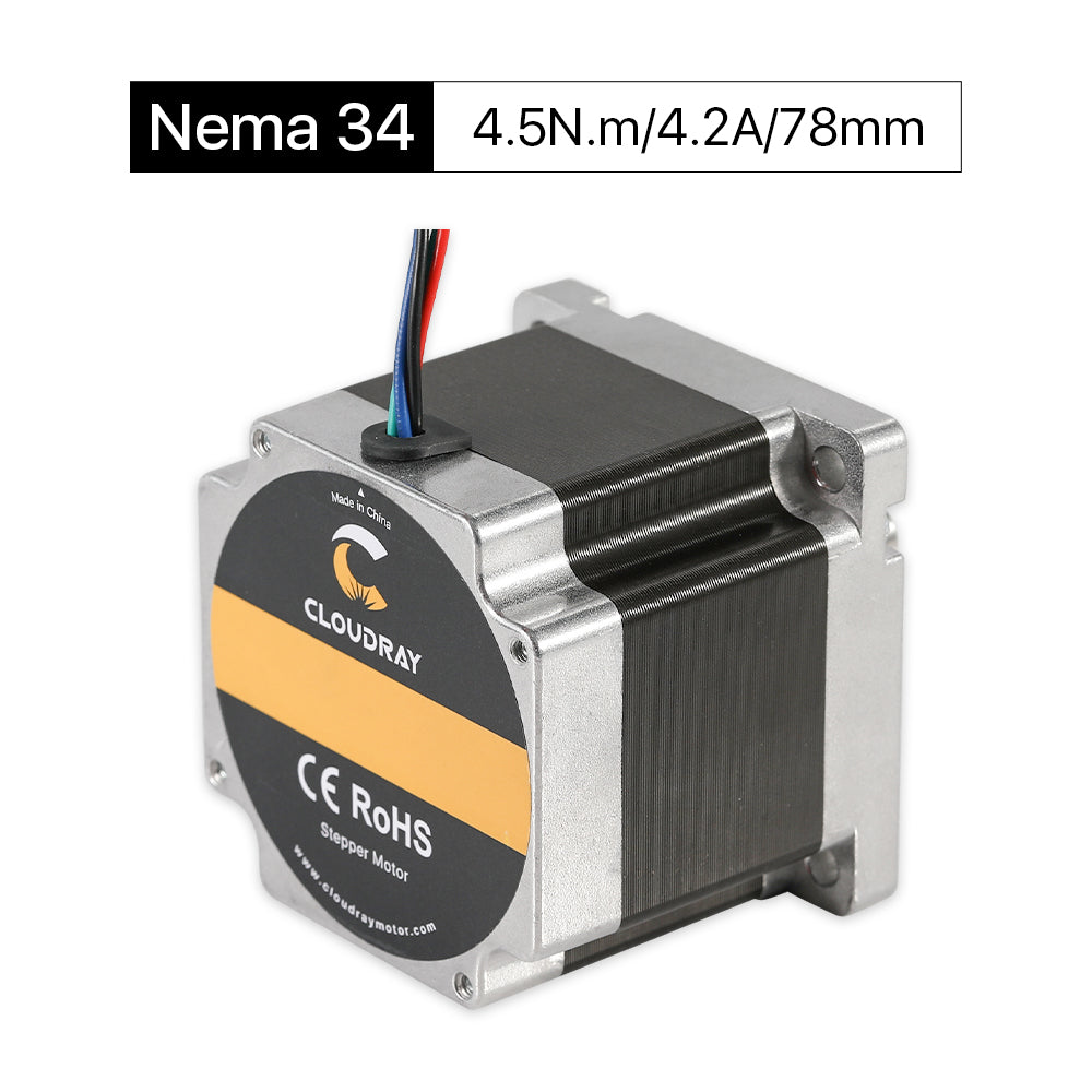 Cloudray 78mm 4.5N.m 4.2A 2 Phase Nema34 Open Loop Stepper Motor With 4 Wires Shaft 14mm