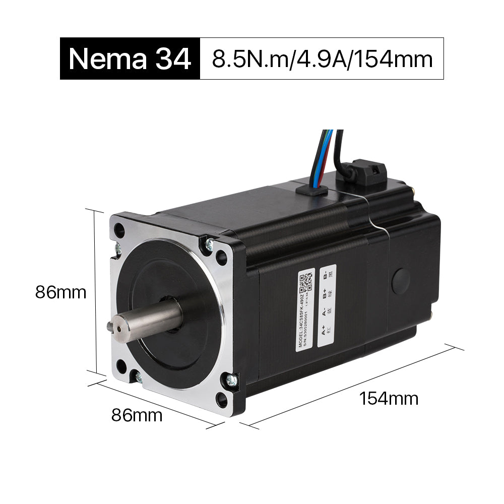 Cloudray 154mm 8.5N.m 4.9A 2 Phase Nema34 Open Loop Stepper Motor