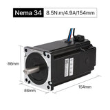 Cloudray 154mm 8.5N.m 4.9A 2 Phase Nema34 Open Loop Stepper Motor