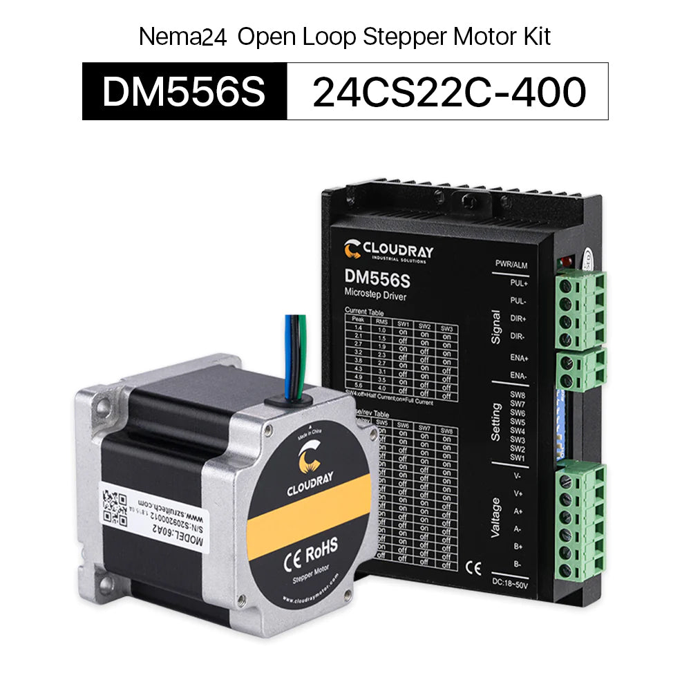 Cloudray 2 Phase Nema 24 Open Loop Stepper Motor Driver Kit 24CS22C-400+DM556S