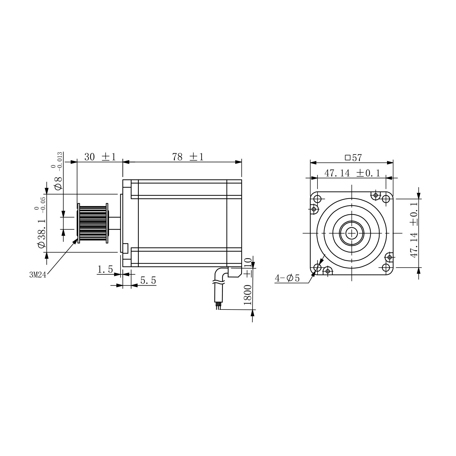 Cloudray 1.4N.m 3.5A 3 Phase  Nema 23 Stepper Motor