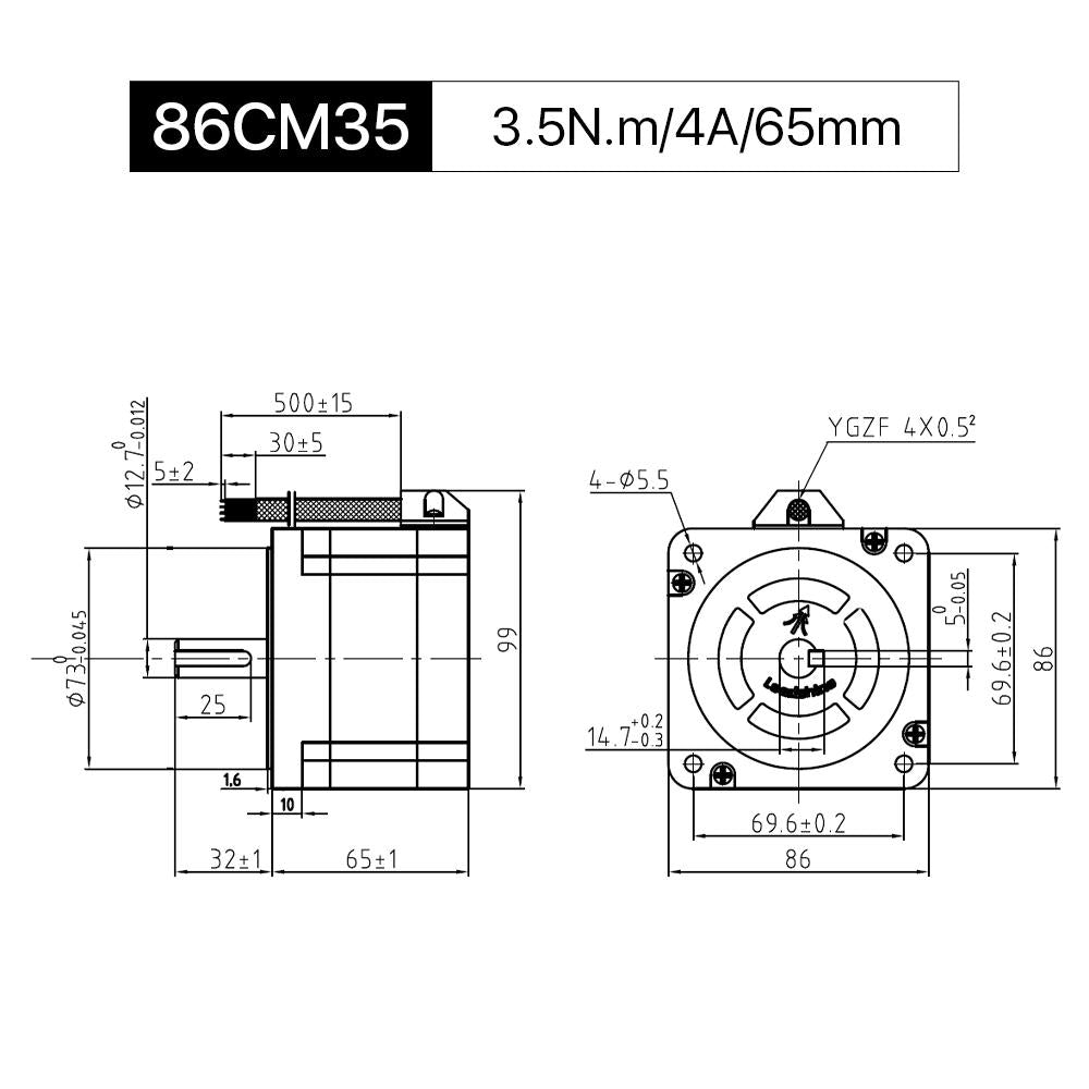 Cloudray 86CM35 65mm 3.5N.m 4A Leadshine 2 Phase Nema 34 Stepper Motor