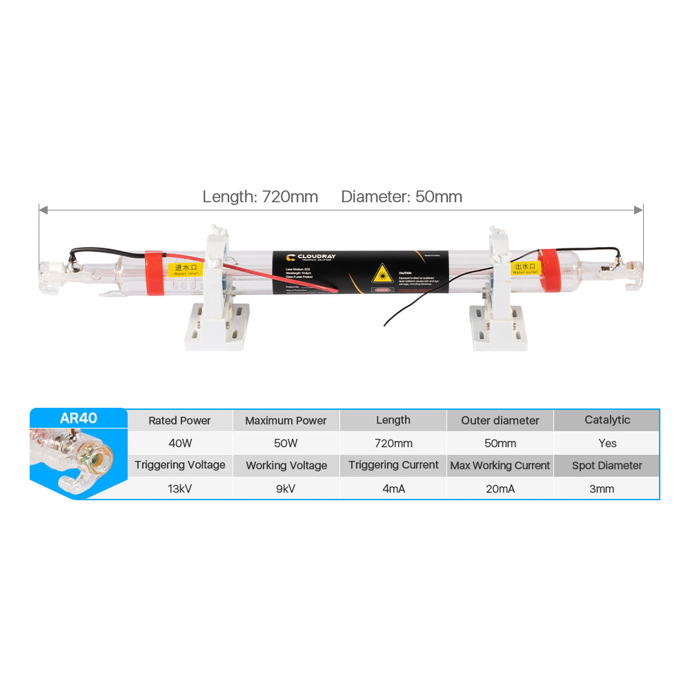 Cloudray 40W AR Series CO2 Glass Laser Tube