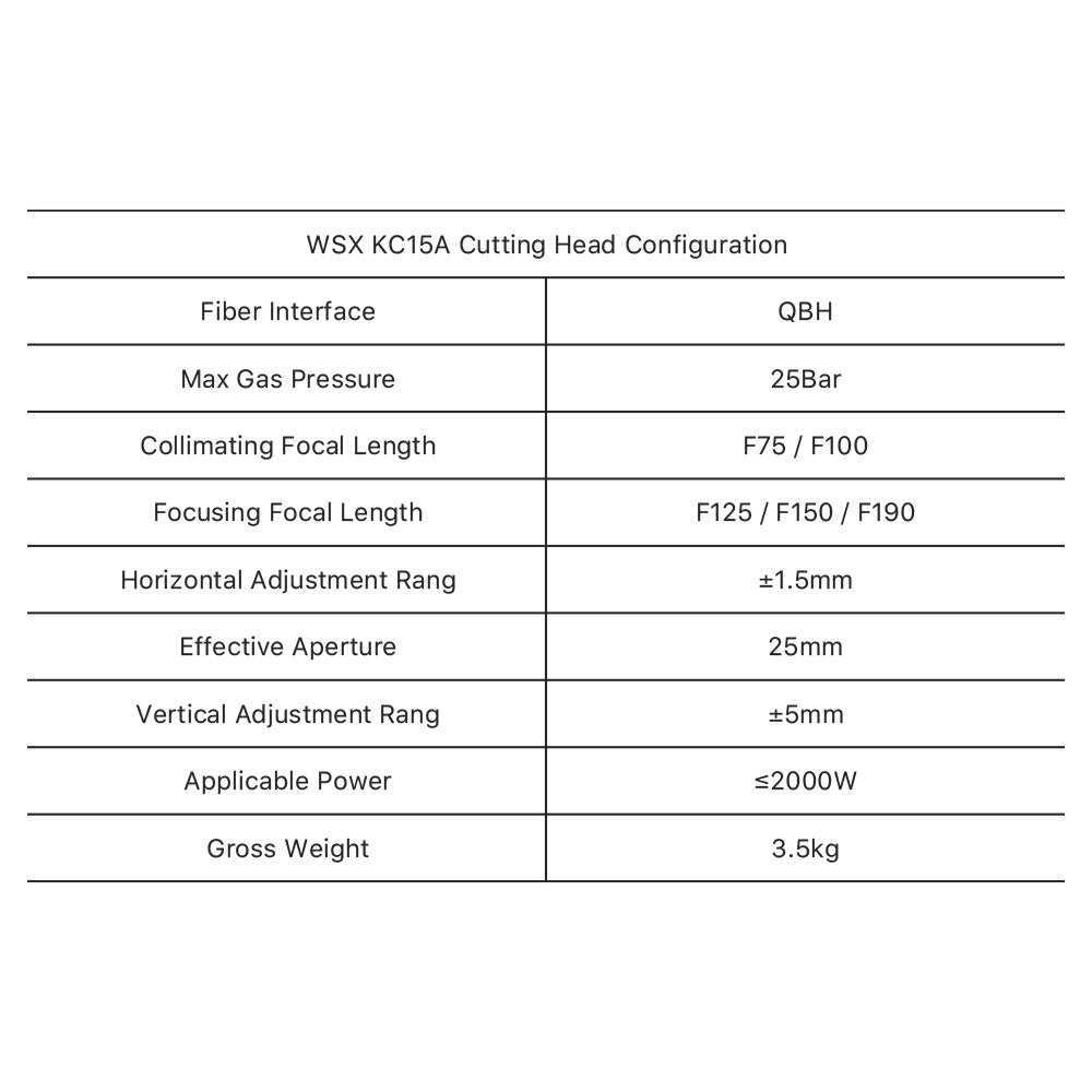 Cloudray 0-2kW WSX  KC15A Fiber Laser Cutting Head