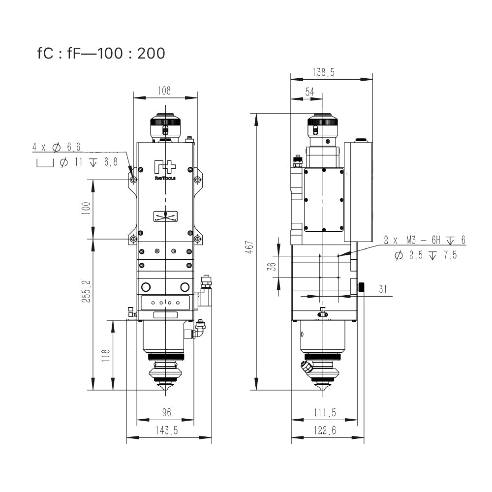 Cloudray Raytools BS12K 0-12KW Fiber Laser Cutting Head