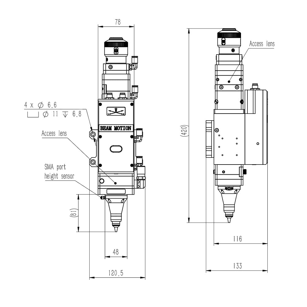 Cloudray 0-3.3KW Raytools BMH110 3D Autofocus Fiber Laser Cutting Head