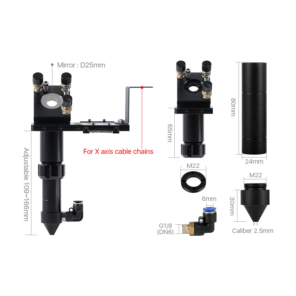 Cloudray C Series Black CO2 Laser Head Set