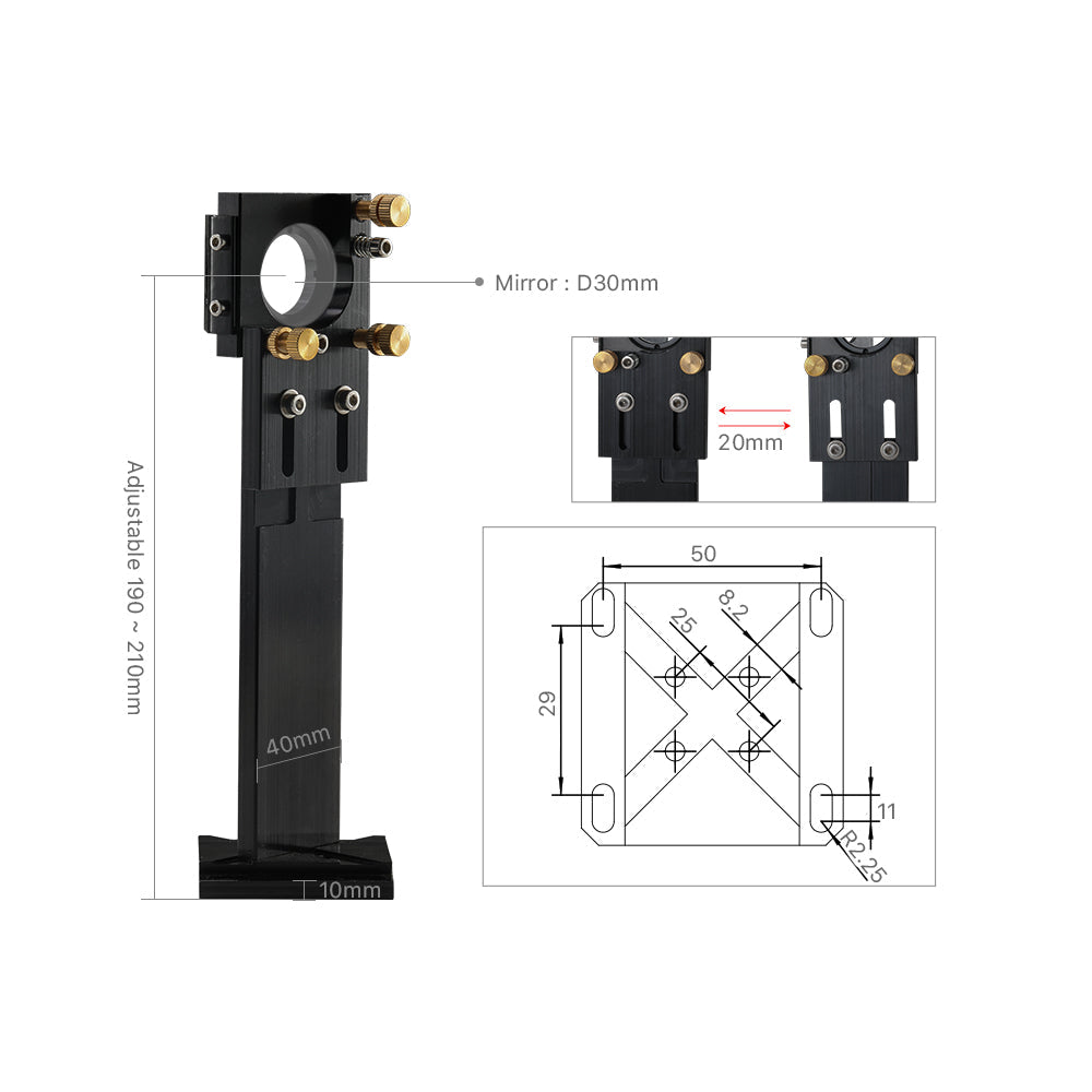 Cloudray G Series Black Laser Head Set With 1st Mirror Mount & 2nd Mirror Mount