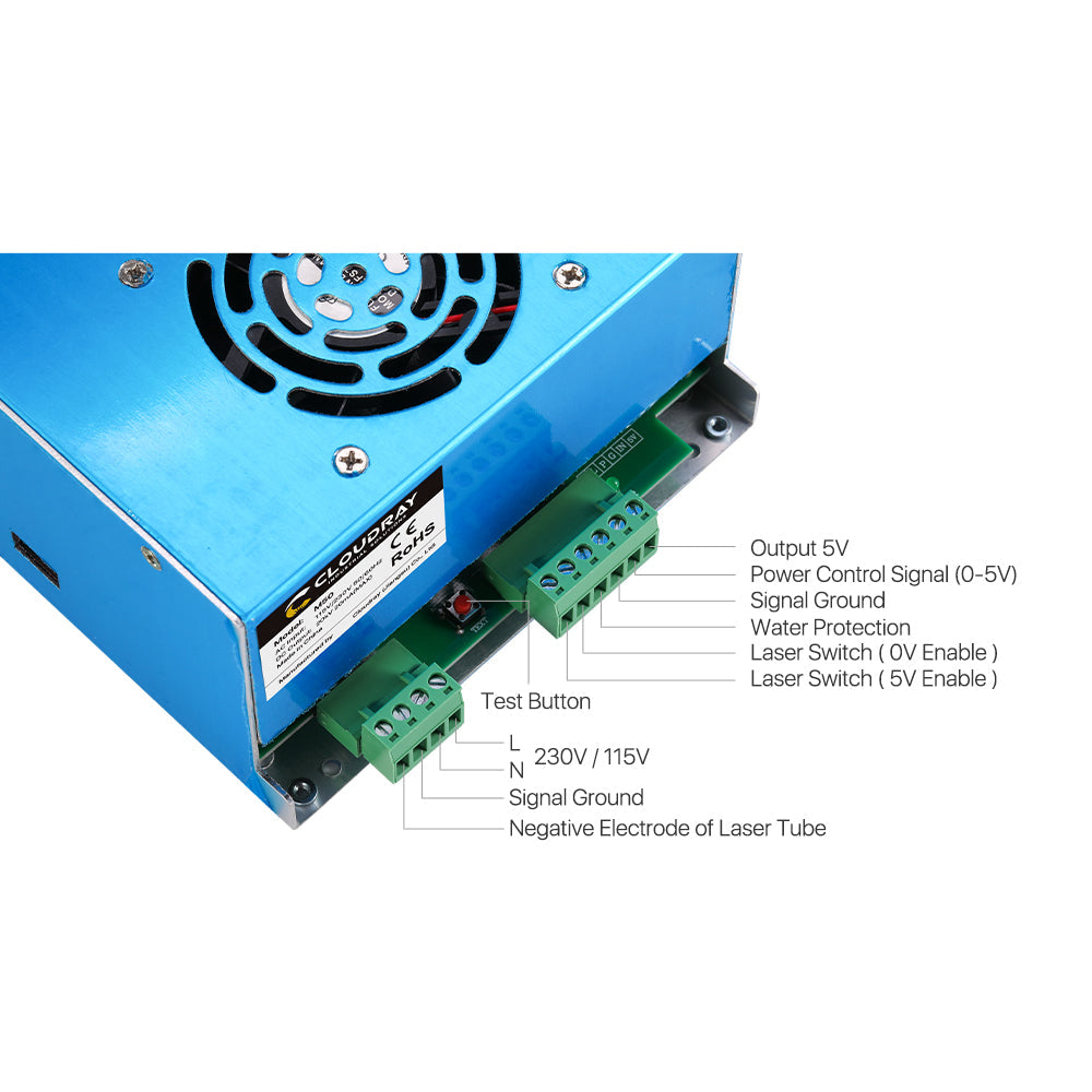 Cloudray 50W 115-230V MYJG Green Shell CO2 Power Supply