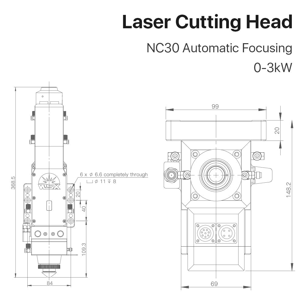 Cloudray 0-3KW WSX NC30 Autofocus Laser Cutting Head