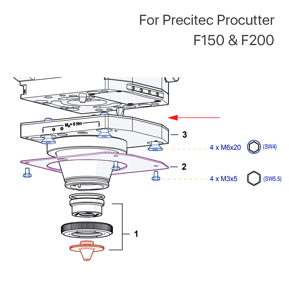 Cloudray Nozzle Connector For Procutter F150/200