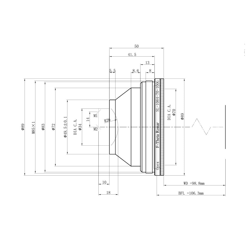 Cloudray OPEX Fiber Laser F-theta Scan Lens