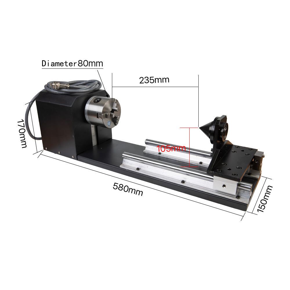 Cloudray Model B Rotary Engraving Attachment With Chucks