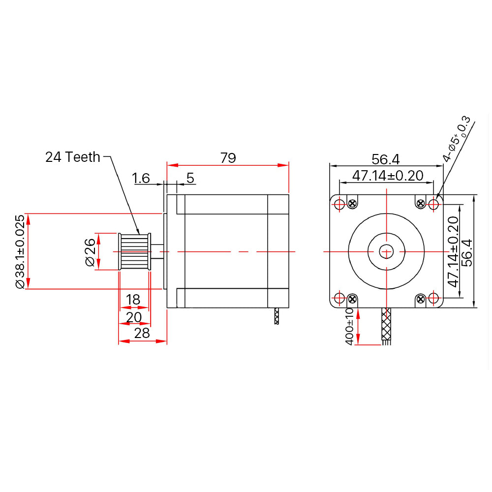 Cloudray Leadshine 573S15-L-18 3-Phase Nema23 Stepper Motor