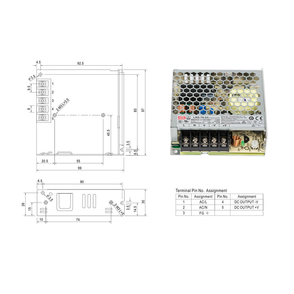 Cloudray Original Meanwell LRS-75 Switch Power Supply